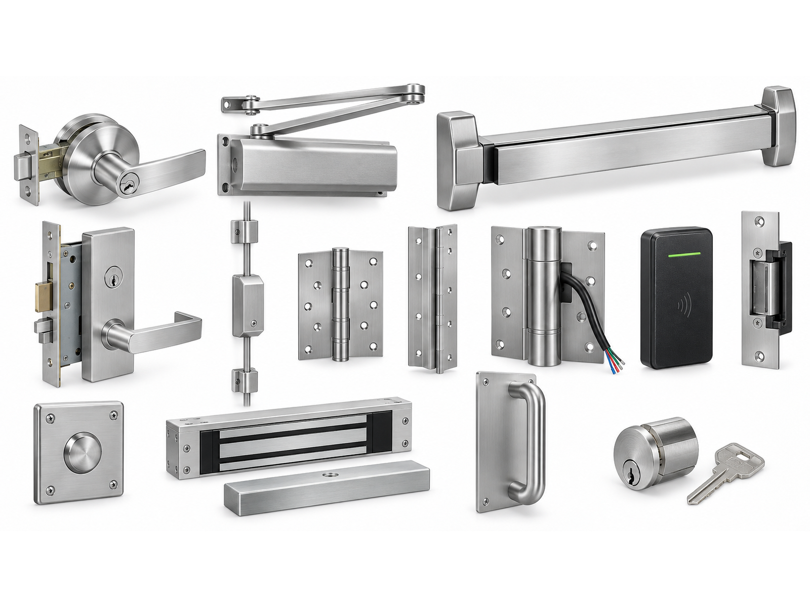 Commercial door hardware supplied by Mills & Nebraska