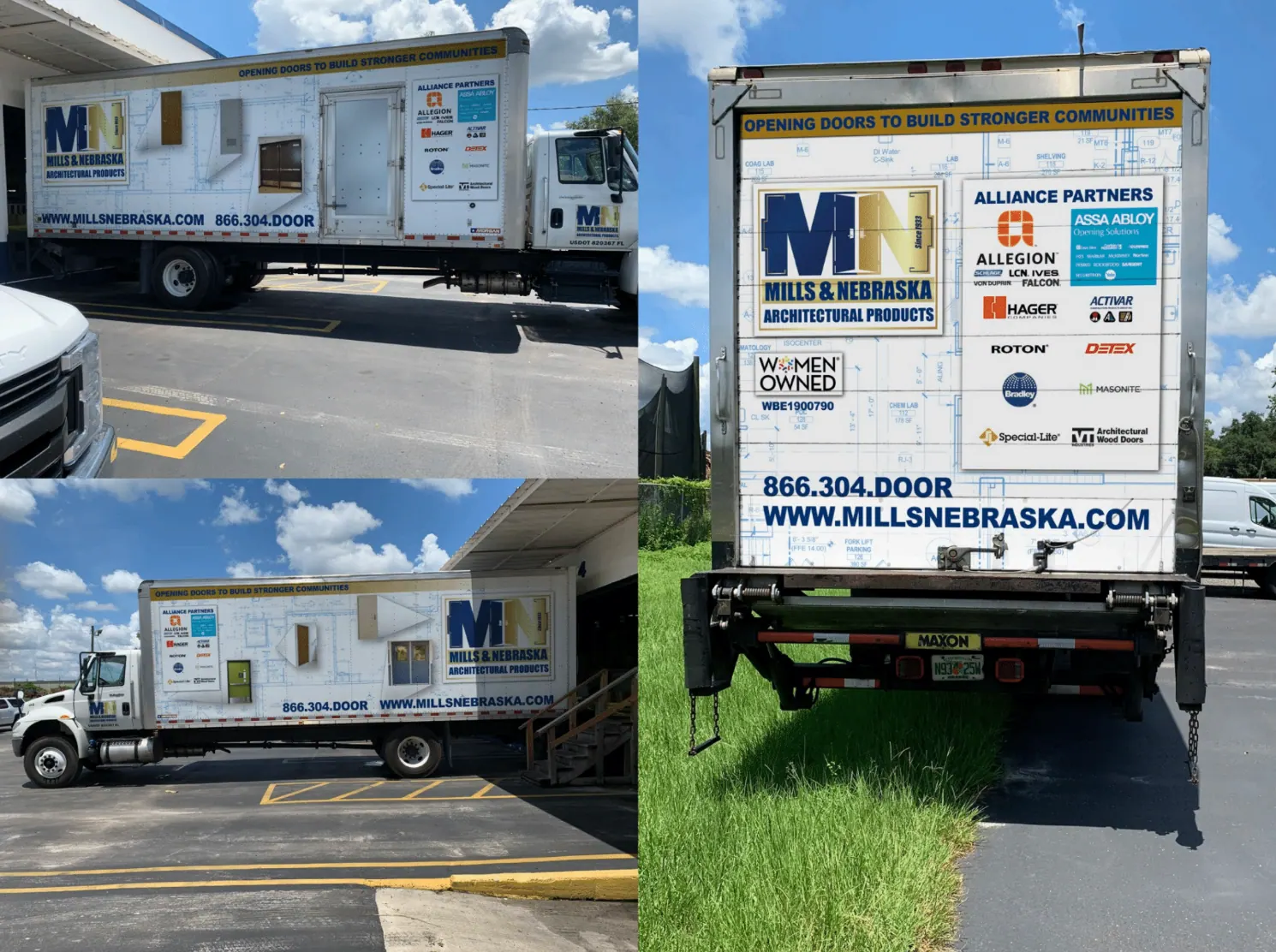 Mills & Nebraska branded delivery trucks