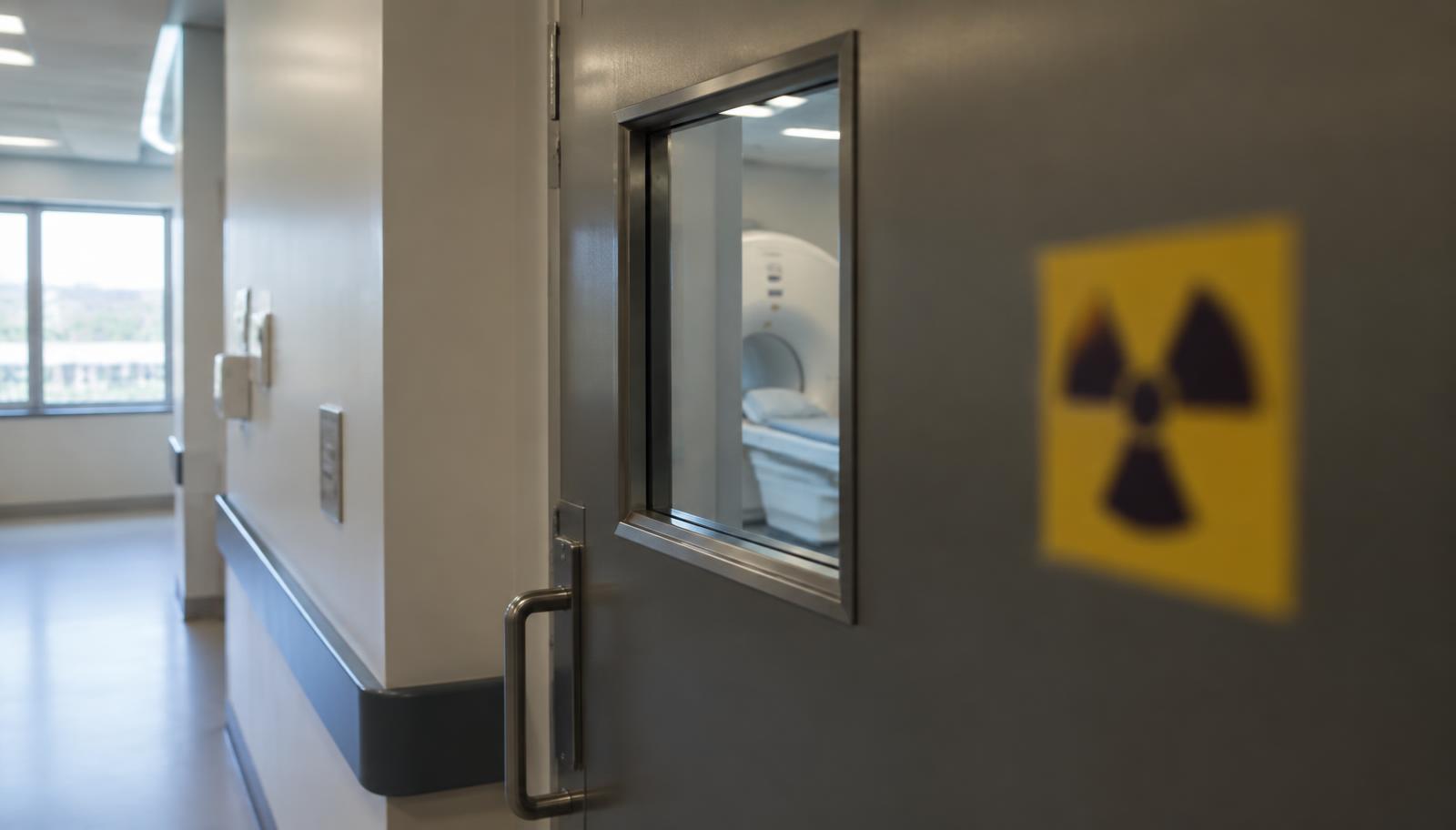 Commercial corridor lined with flush interior doors and frames
